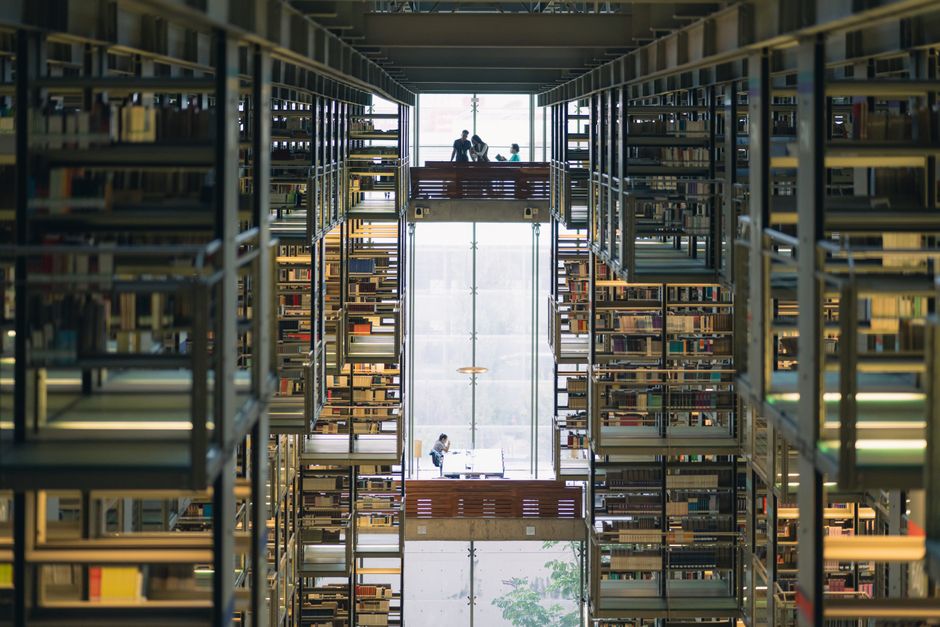 Stunning interior view of Biblioteca Vasconcelos in Mexico City, showcasing modern design.